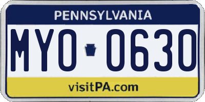 PA license plate MYO0630