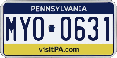 PA license plate MYO0631