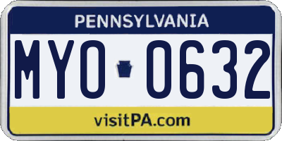 PA license plate MYO0632