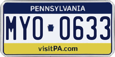 PA license plate MYO0633