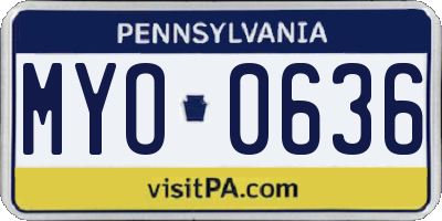 PA license plate MYO0636