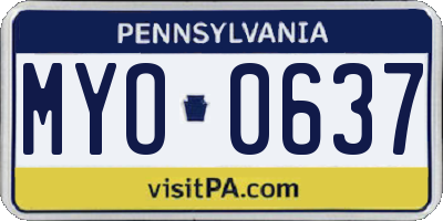 PA license plate MYO0637