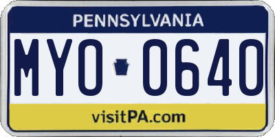 PA license plate MYO0640