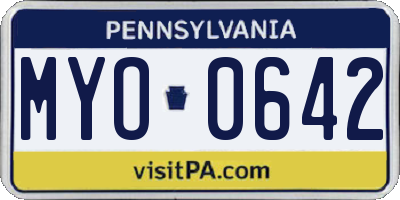 PA license plate MYO0642