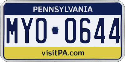 PA license plate MYO0644