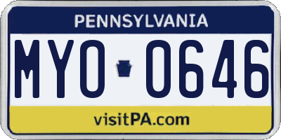PA license plate MYO0646