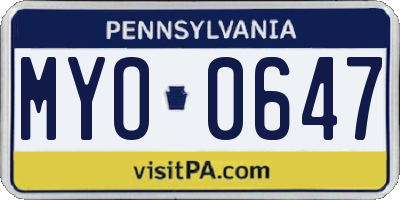 PA license plate MYO0647