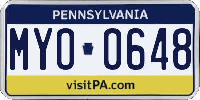 PA license plate MYO0648
