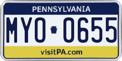 PA license plate MYO0655