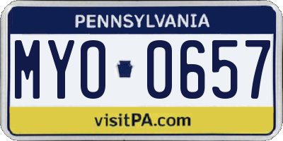 PA license plate MYO0657