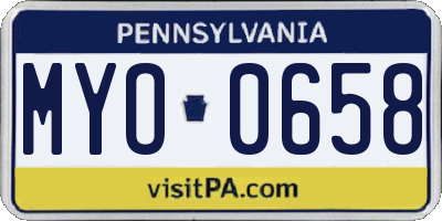 PA license plate MYO0658