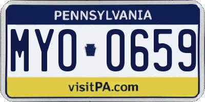 PA license plate MYO0659