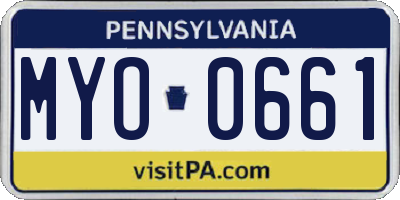 PA license plate MYO0661