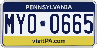 PA license plate MYO0665