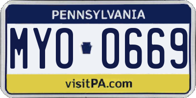 PA license plate MYO0669