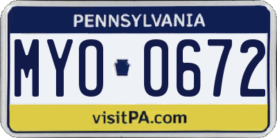 PA license plate MYO0672