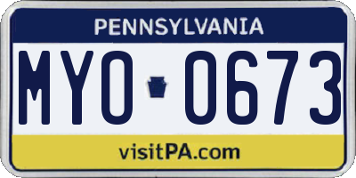 PA license plate MYO0673