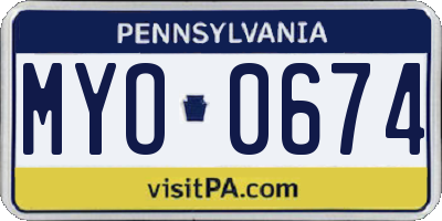 PA license plate MYO0674