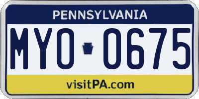 PA license plate MYO0675