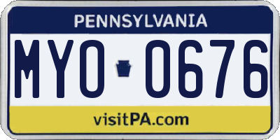 PA license plate MYO0676