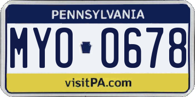 PA license plate MYO0678
