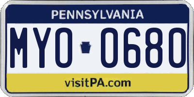 PA license plate MYO0680
