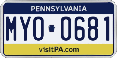 PA license plate MYO0681