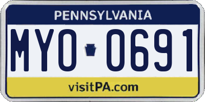 PA license plate MYO0691
