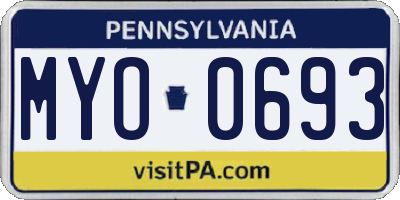 PA license plate MYO0693