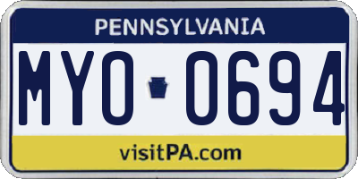 PA license plate MYO0694
