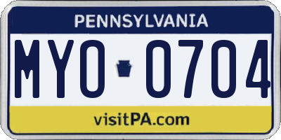 PA license plate MYO0704