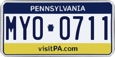PA license plate MYO0711