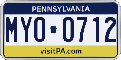 PA license plate MYO0712