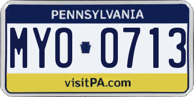 PA license plate MYO0713