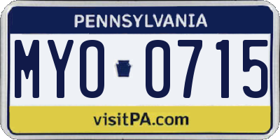 PA license plate MYO0715
