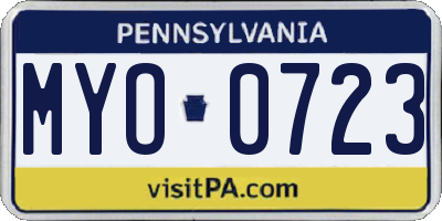 PA license plate MYO0723