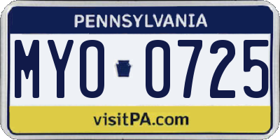 PA license plate MYO0725