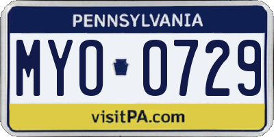 PA license plate MYO0729