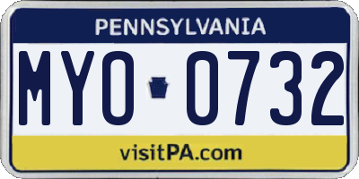 PA license plate MYO0732