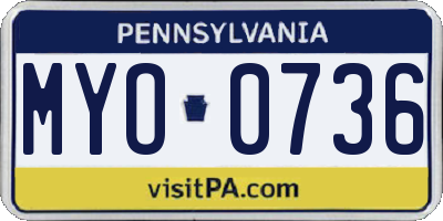 PA license plate MYO0736