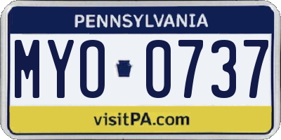PA license plate MYO0737