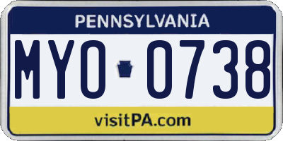 PA license plate MYO0738