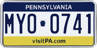 PA license plate MYO0741