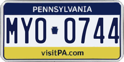 PA license plate MYO0744