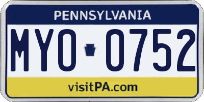 PA license plate MYO0752