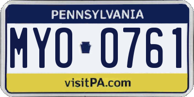 PA license plate MYO0761