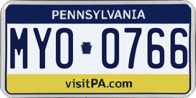 PA license plate MYO0766