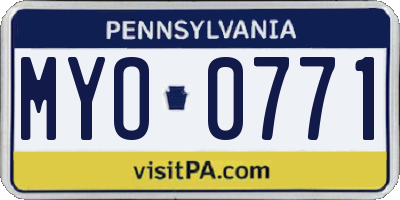 PA license plate MYO0771