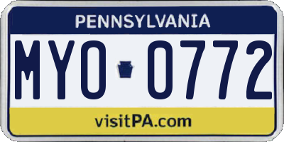 PA license plate MYO0772