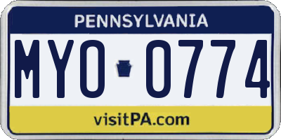 PA license plate MYO0774